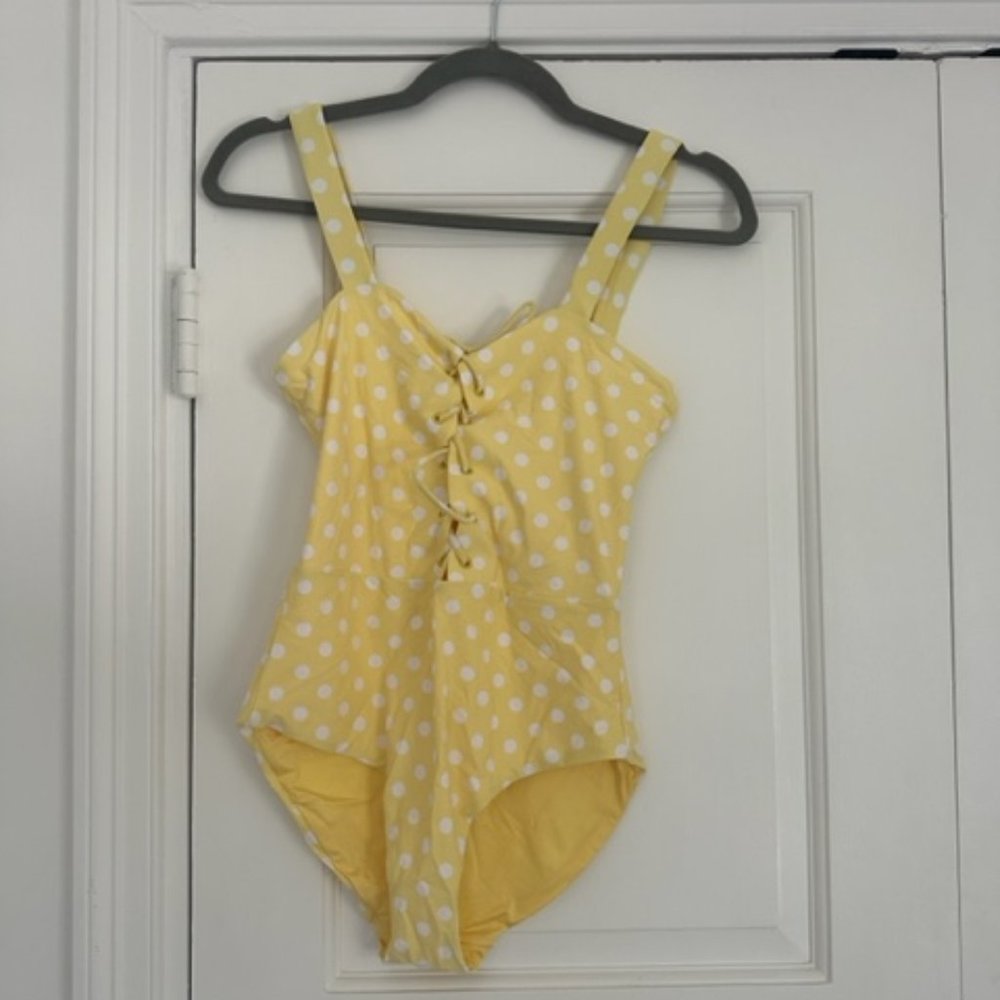 Onia Yellow Polka Dot One Piece Swimsuit Size M